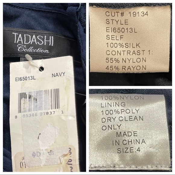 NWT! Tadashi Collection navy silk gown - Picture 7 of 7